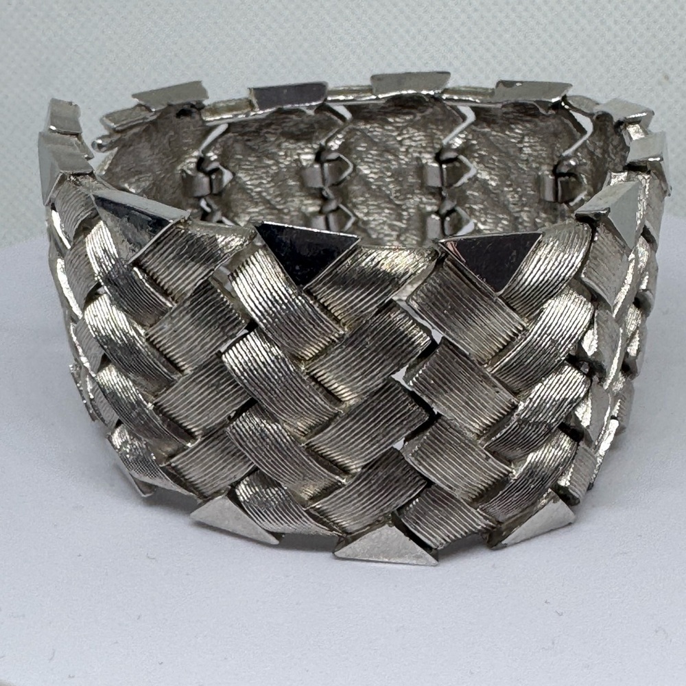Marcel Boucher 7813 82 Basket Weave Bracelet Silver Tone Vintage